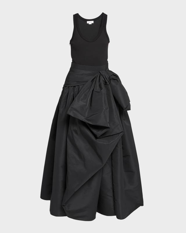 Ruched Full Skirt Gown with Bow Detail